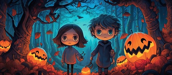 An illustration of Halloween cover , AI Generated