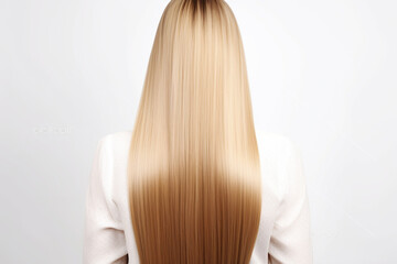Woman with perfect straight hair rear view