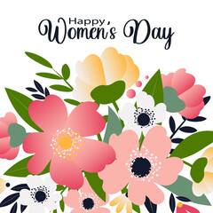 Happy women's day. Bouquet of wild flowers isolated on white background. Floral card for the spring holiday. 