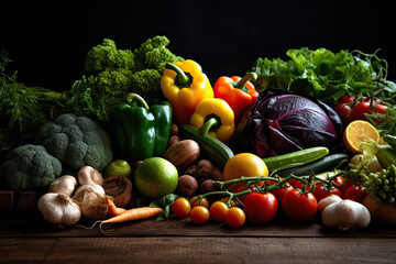 Fresh vegetables lying on the table close-up.