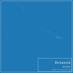 Blueprint US city map of Selawik, Alaska.
