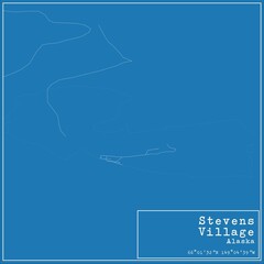 Blueprint US city map of Stevens Village, Alaska.