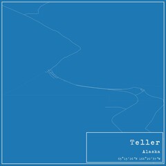 Blueprint US city map of Teller, Alaska.