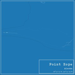 Blueprint US city map of Point Hope, Alaska.