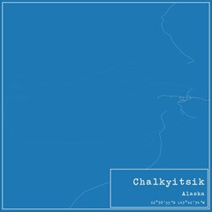 Blueprint US city map of Chalkyitsik, Alaska.