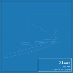 Blueprint US city map of Kiana, Alaska.