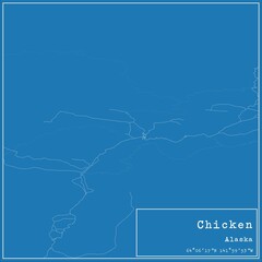Blueprint US city map of Chicken, Alaska.