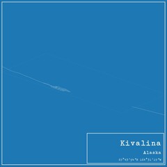 Blueprint US city map of Kivalina, Alaska.