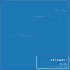 Blueprint US city map of Alakanuk, Alaska.