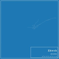 Blueprint US city map of Ekwok, Alaska.