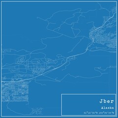 Fototapeta na wymiar Blueprint US city map of Jber, Alaska.