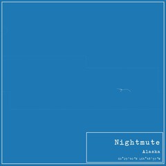 Blueprint US city map of Nightmute, Alaska.