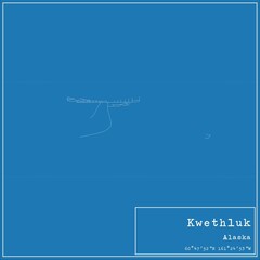 Blueprint US city map of Kwethluk, Alaska.