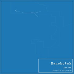 Blueprint US city map of Manokotak, Alaska.