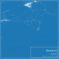 Blueprint US city map of Seward, Alaska.