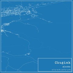 Blueprint US city map of Chugiak, Alaska.