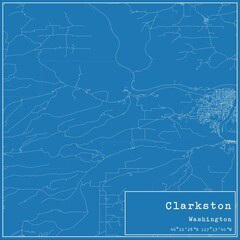 Blueprint US city map of Clarkston, Washington.