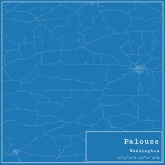 Blueprint US city map of Palouse, Washington.