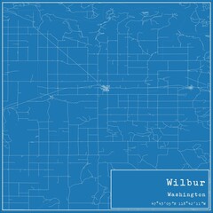 Blueprint US city map of Wilbur, Washington.