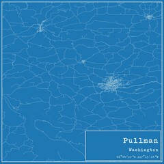 Blueprint US city map of Pullman, Washington.