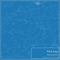 Blueprint US city map of Valley, Washington.