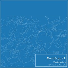 Blueprint US city map of Northport, Washington.