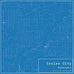 Fototapeta premium Blueprint US city map of Coulee City, Washington.