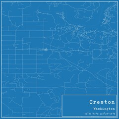 Blueprint US city map of Creston, Washington.