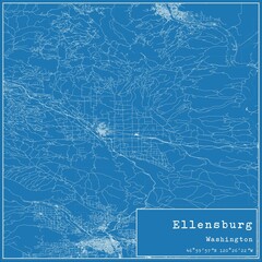 Blueprint US city map of Ellensburg, Washington.