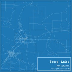 Blueprint US city map of Soap Lake, Washington.