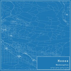 Blueprint US city map of Moxee, Washington.