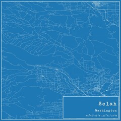 Blueprint US city map of Selah, Washington.