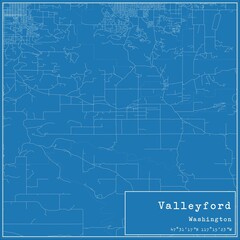 Blueprint US city map of Valleyford, Washington.