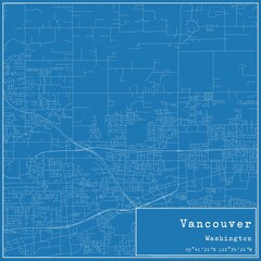Blueprint US city map of Vancouver, Washington.