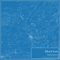 Blueprint US city map of Shelton, Washington.
