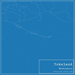 Blueprint US city map of Tokeland, Washington.
