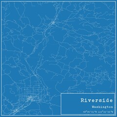 Blueprint US city map of Riverside, Washington.