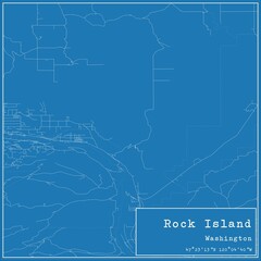 Blueprint US city map of Rock Island, Washington.