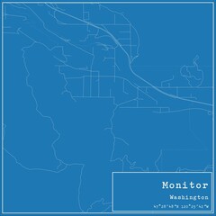 Obraz premium Blueprint US city map of Monitor, Washington.