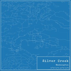 Blueprint US city map of Silver Creek, Washington.