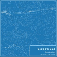 Blueprint US city map of Cosmopolis, Washington.