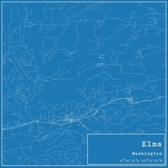 Blueprint US city map of Elma, Washington.