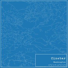 Blueprint US city map of Cinebar, Washington.