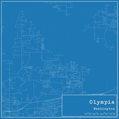 Blueprint US city map of Olympia, Washington.