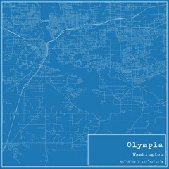 Blueprint US city map of Olympia, Washington.