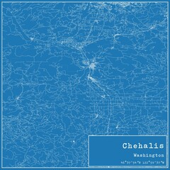 Blueprint US city map of Chehalis, Washington.