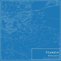 Blueprint US city map of Olympia, Washington.