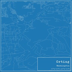 Blueprint US city map of Orting, Washington.