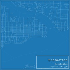 Fototapeta premium Blueprint US city map of Bremerton, Washington.