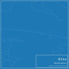 Blueprint US city map of Elbe, Washington.